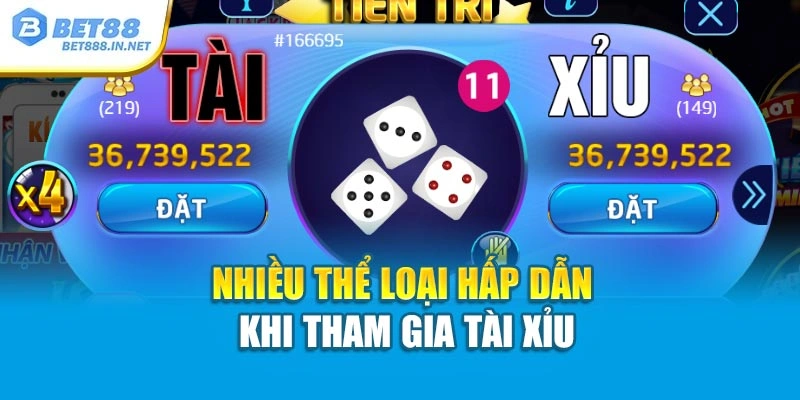 Nhiều thể loại hấp dẫn khi tham gia tài xỉu